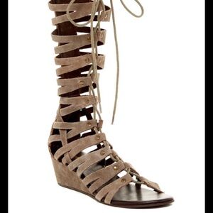 Genuine Suede Wedge Gladiator Sandals